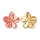 Stainless steel flower pink charm gold plated 24.5x22.5x2.5mm