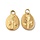 Stainless Steel Charm Oval with Flower Gold Plated 17x11x2mm