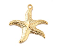 Stainless steel zeester bedel gold plated 37x35x3mm
