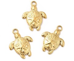 Stainless Steel Charm Turtle Gold color 23.5x18x3mm