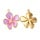 Stainless steel bloem bedel lila gold plated met strass steentje 21.5x17x2.5mm