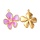 Stainless steel flower lilac charm gold plated with rhinestone 21.5x17x2.5mm
