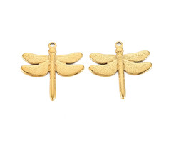 Stainless Steel Dragonfly Charm Gold 29.5x30x2mm
