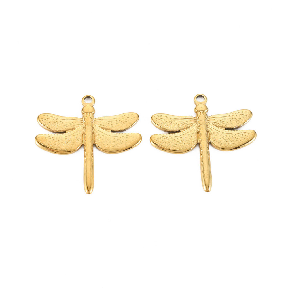 Stainless Steel Libelle Bedel Goud 29.5x30x2mm
