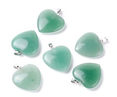 Natural Aventurijn Bedel Hart Zilver 27~28x24.5~26x6~8.5mm