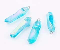 Natural Electroplated Quartz Edelsteen Licht Blauw Bedel 40~65x7~15mm