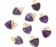 Natural Gemstone Charm Amethyst 13.5x10.5x5~5.5mm