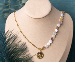 Half om Half Ketting met schelp kralen en Schakelketting