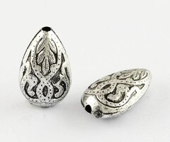 Acrylic Beads Drop silver plated 18x11.5x7.5mm, 10 pieces