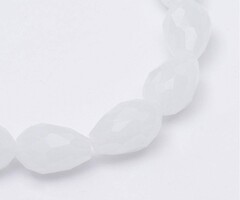 Faceted Dropbeads white 11x8mm, 10 pieces