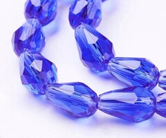 Faceted Dropbeads kobalt blauw 11x8mm, 10 pieces