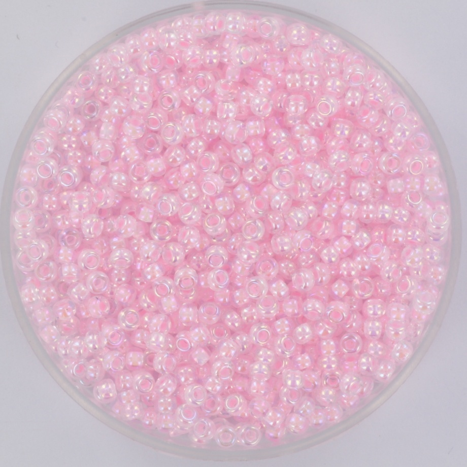 Miyuki Rocailles 11/0 Pink Lined AB Crystal, 5 gram