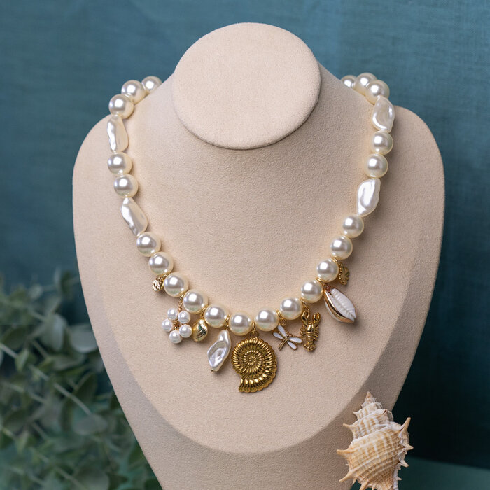 Pearls imitation nugget beads White 20.5x11.5x5mm, 8 pieces