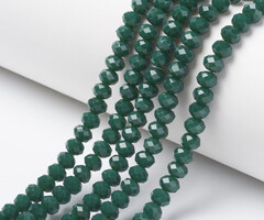 Facet Glaskralen Donker Groen 8x6mm, 65 stuks