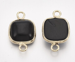Natural Black Stone Gemstone Link Square 21x13x5mm