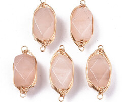 Gemstone Connectors Pink Aventurine 23x9x8mm