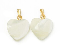 Natural Shell Charm Hart gold plated 17~17.5x14.5x3.5mm