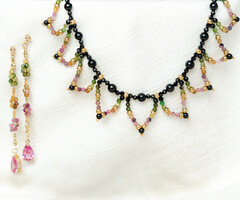 Earrings and Necklace of Tourmaline