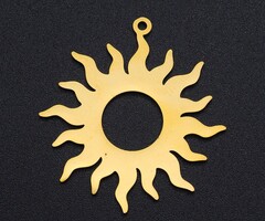 Stainless Steel charm open sun Gold Plated 32.5x30x1mm