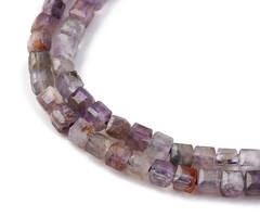 Natural Facet Edelsteen Kralen Amethist Vierkant 3x3x3mm, streng 106 stuks