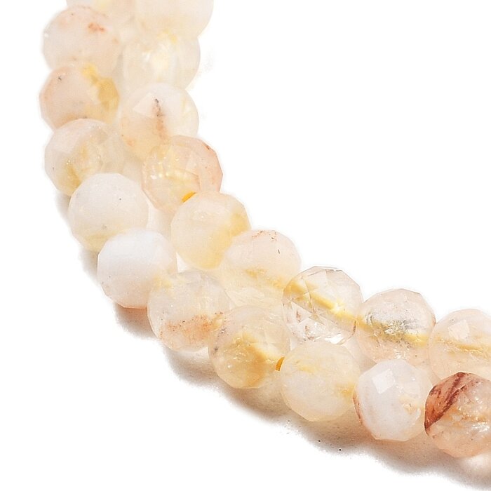 Natural Faceted Gemstone Beads Light Quartz 3mm, strand 116 pieces
