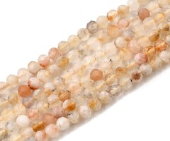 Natural Faceted Gemstone Beads Yellow Quartz 4mm, strand 90 pieces