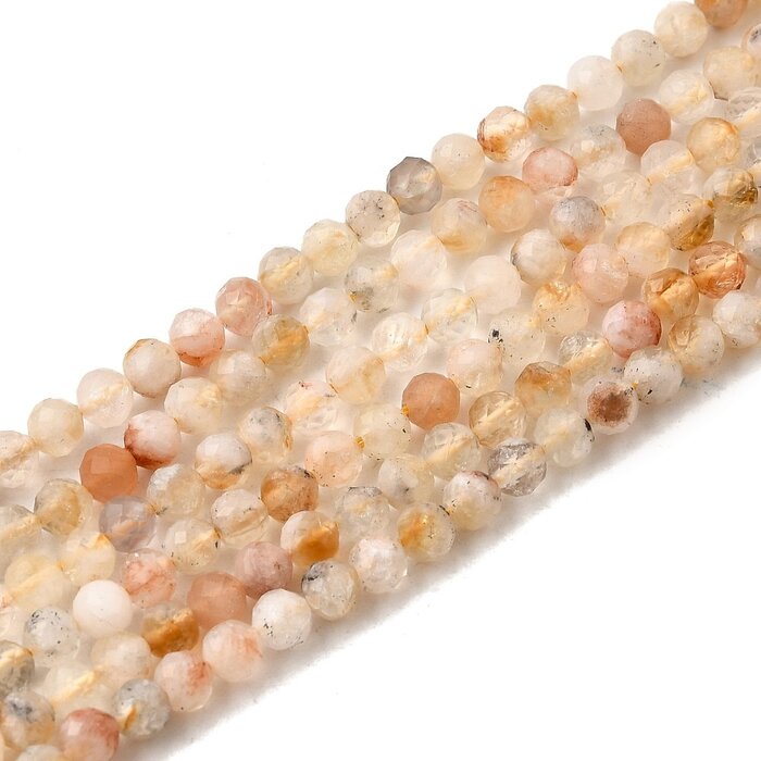 Natural Faceted Gemstone Beads Yellow Quartz 4mm, strand 90 pieces