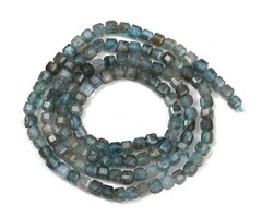 Natural Faceted Gemstone Beads Apatite Cube 3x3x3mm, strand 114 pieces