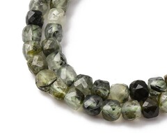 Natural Faceted Gemstone Beads Prehnite Cube 4.5x4.5x4.5mm, strand 78 pieces