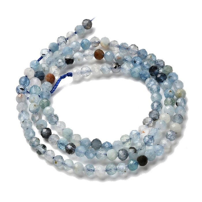 Natural Faceted Gemstone Beads Aquamarine 3mm, strand 111 pieces
