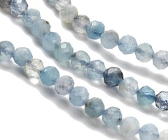 Natural Facet Edelsteen Kralen Aquamarijn 3mm, streng 111 stuks