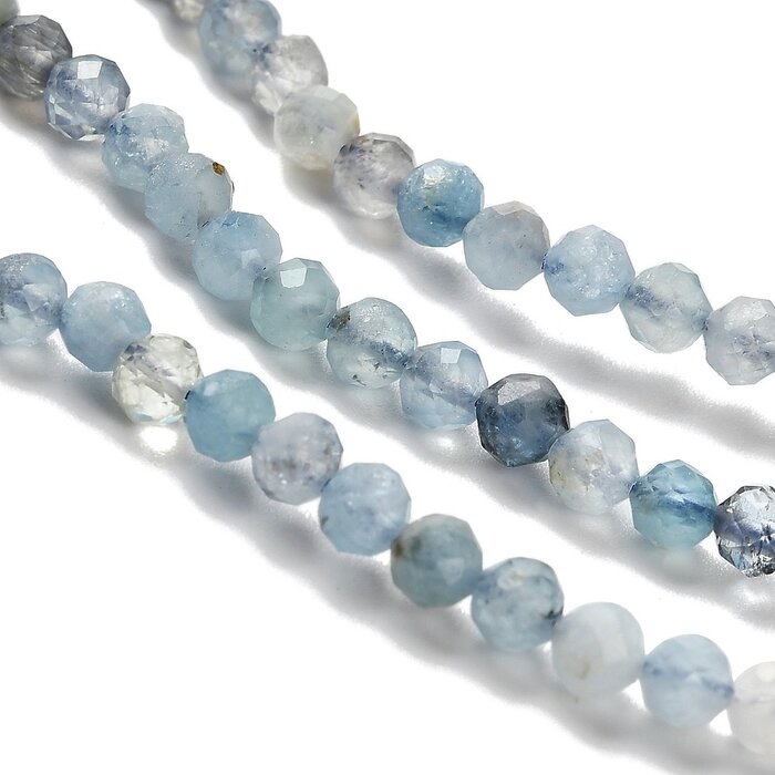 Natural Faceted Gemstone Beads Aquamarine 3mm, strand 111 pieces