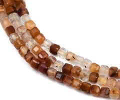 Natural Faceted Gemstone Beads Yellow Quartz Cube 3~3.5x3~3.5x3mm, strand 112 pieces