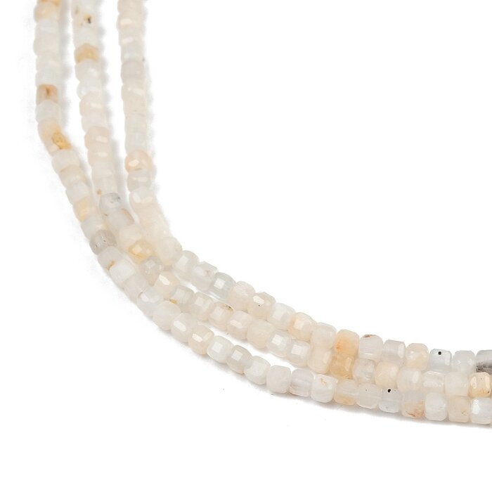 Natural Facet Edelsteen Kralen Maansteen Vierkant 3.5x3.5x3.5mm, streng 115 stuks