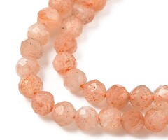 Natural Gemstone Beads Faceted Sunstone 3mm, strand 114 pieces