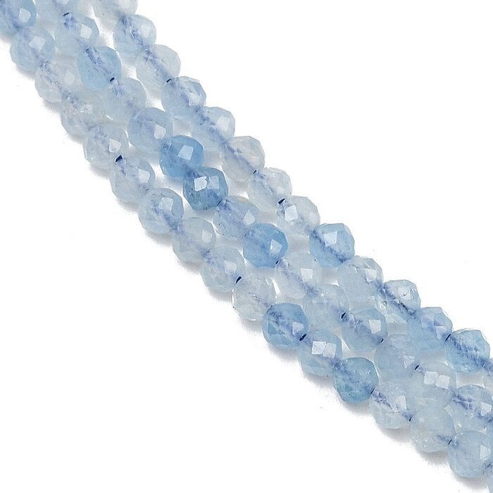 Natural Faceted Gemstone Beads Aquamarine 3.25mm, strand 105 pieces