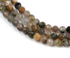 Natural Facet Edelsteen Kralen Rutielkwarts 6mm, streng 62 stuks