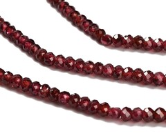 Natural Facet Edelsteen Kralen Rondelle Granaat 3x2mm, streng 169 stuks