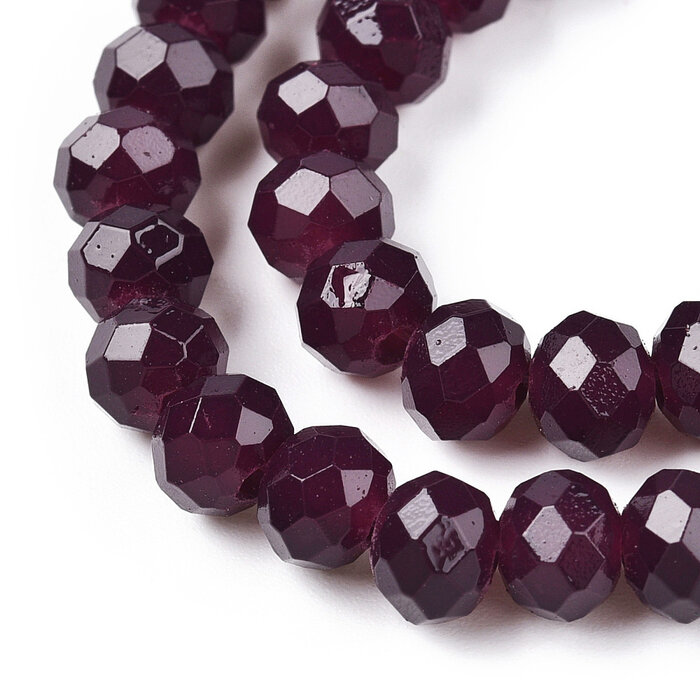 Faceted Glassbeads Aubergine Rondelle 3x2mm, strand 120 pieces