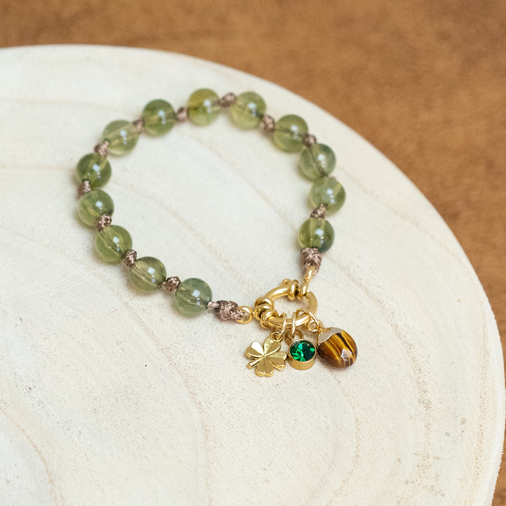 Acrylic Beaded Bracelet with Bolt Ring Clasp and Wax Cord Inspi688