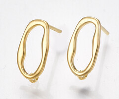 Stainless steel studs oorbellen met oogje Ovaal 12x6mm, 2 stuks