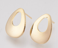 Stainless steel stud earrings with eyelet Droplet 17x12mm, 2 pieces