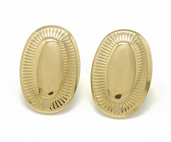 Stainless steel stud earrings with eyelet Oval texture 19x12.5mm, 2 pieces