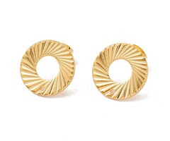 Stainless steel stud earrings with eyelet Circle open 15mm, 2 pieces