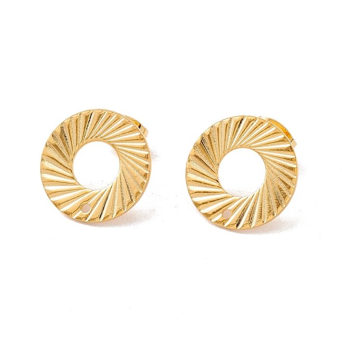 Stainless steel stud earrings with eyelet Circle open 15mm, 2 pieces