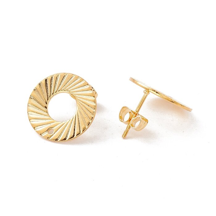 Stainless steel studs oorbellen met oogje Cirkel open 15mm, 2 stuks