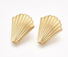 Stainless steel studs oorbellen met oogje schelp 26x20.5mm, 2 stuks