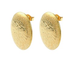 Stainless steel stud earrings with eyelet oval 20x25mm, 2 pieces
