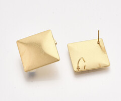 Stainless steel stud earrings with eyelet square 27.5x27.5mm, 2 pieces