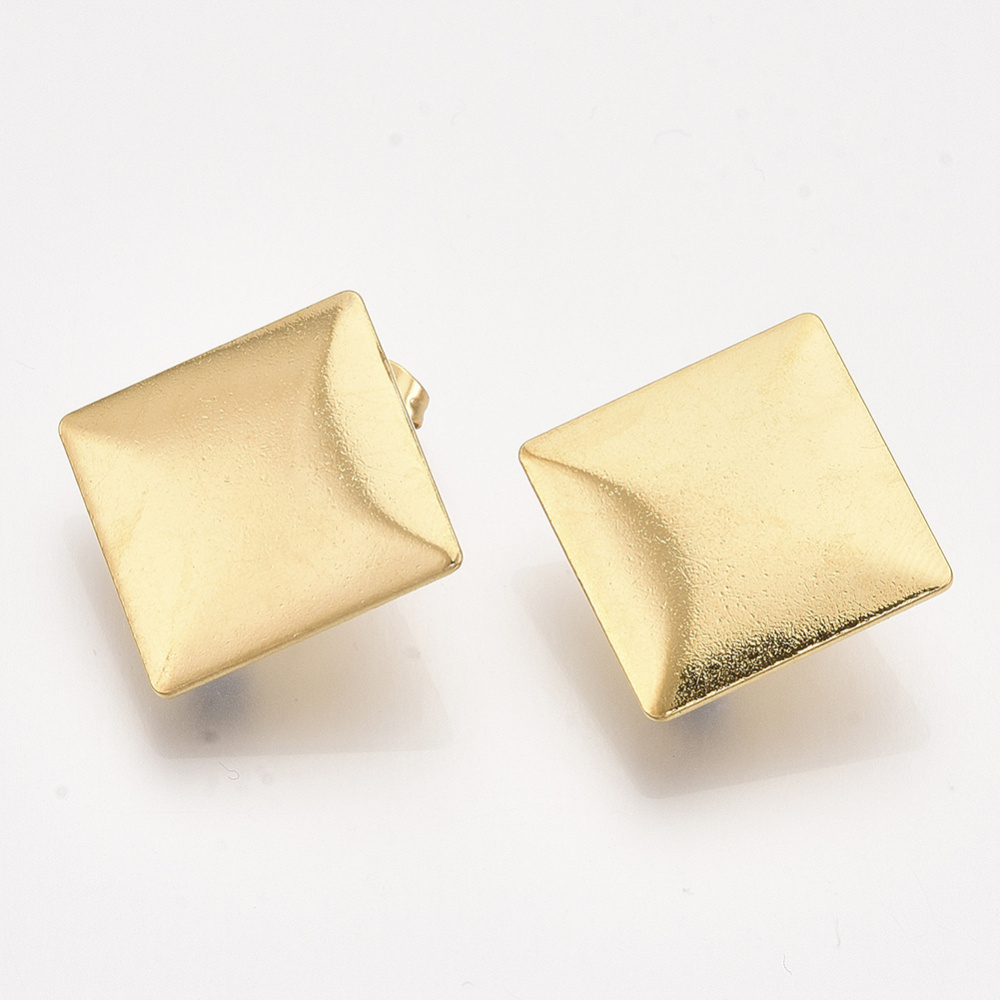Stainless steel stud earrings with eyelet square 27.5x27.5mm, 2 pieces